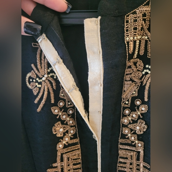 Black Embroidered Dress with Golden pants - Picture 3 of 6